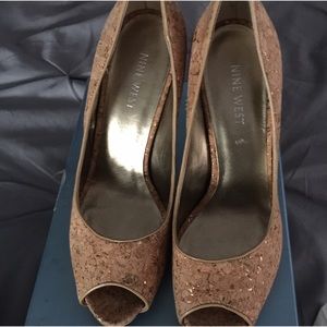Nine West peep toe cork heels size 7